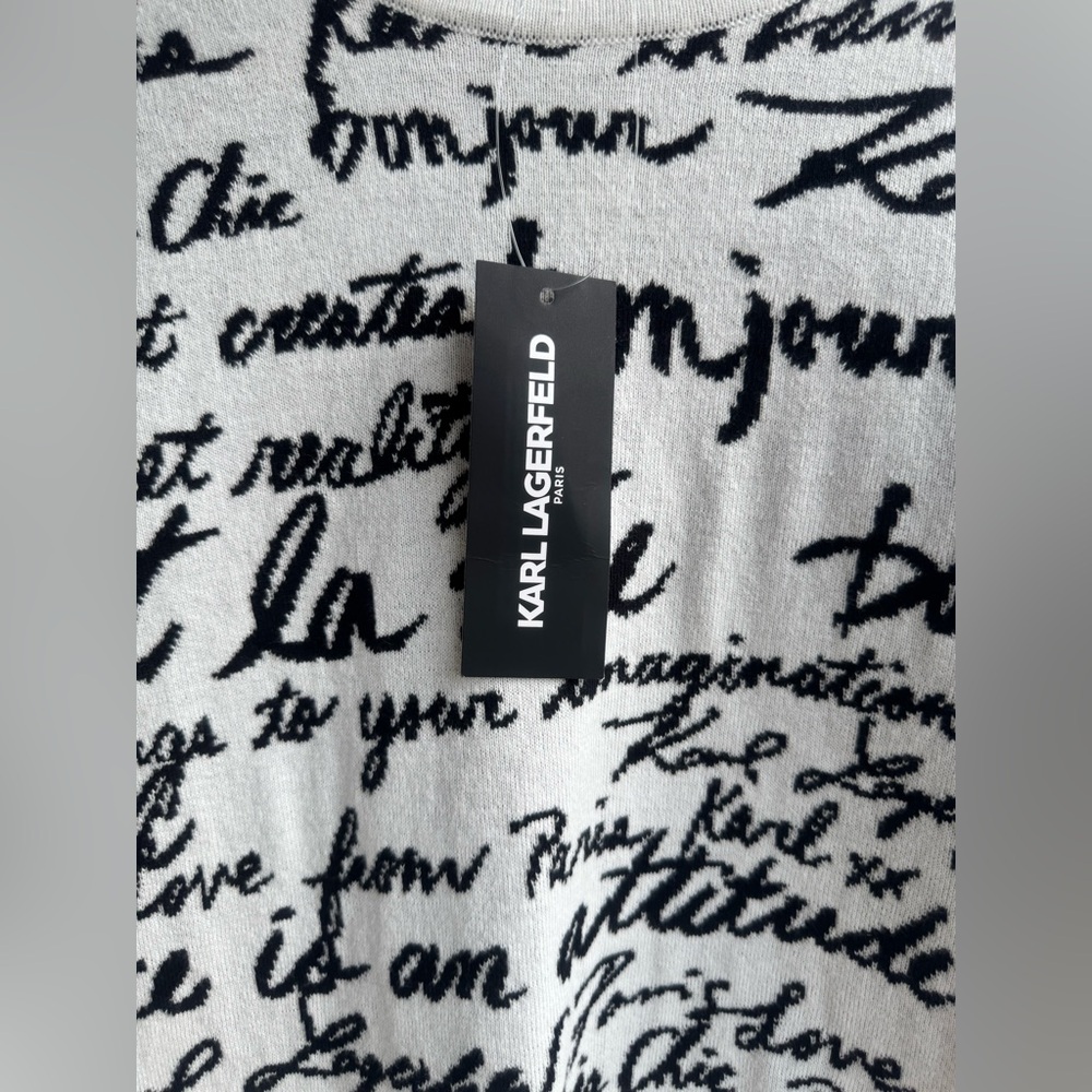 Karl Lagerfeld Black Script on White Women's sweater - Picture 2 of 8